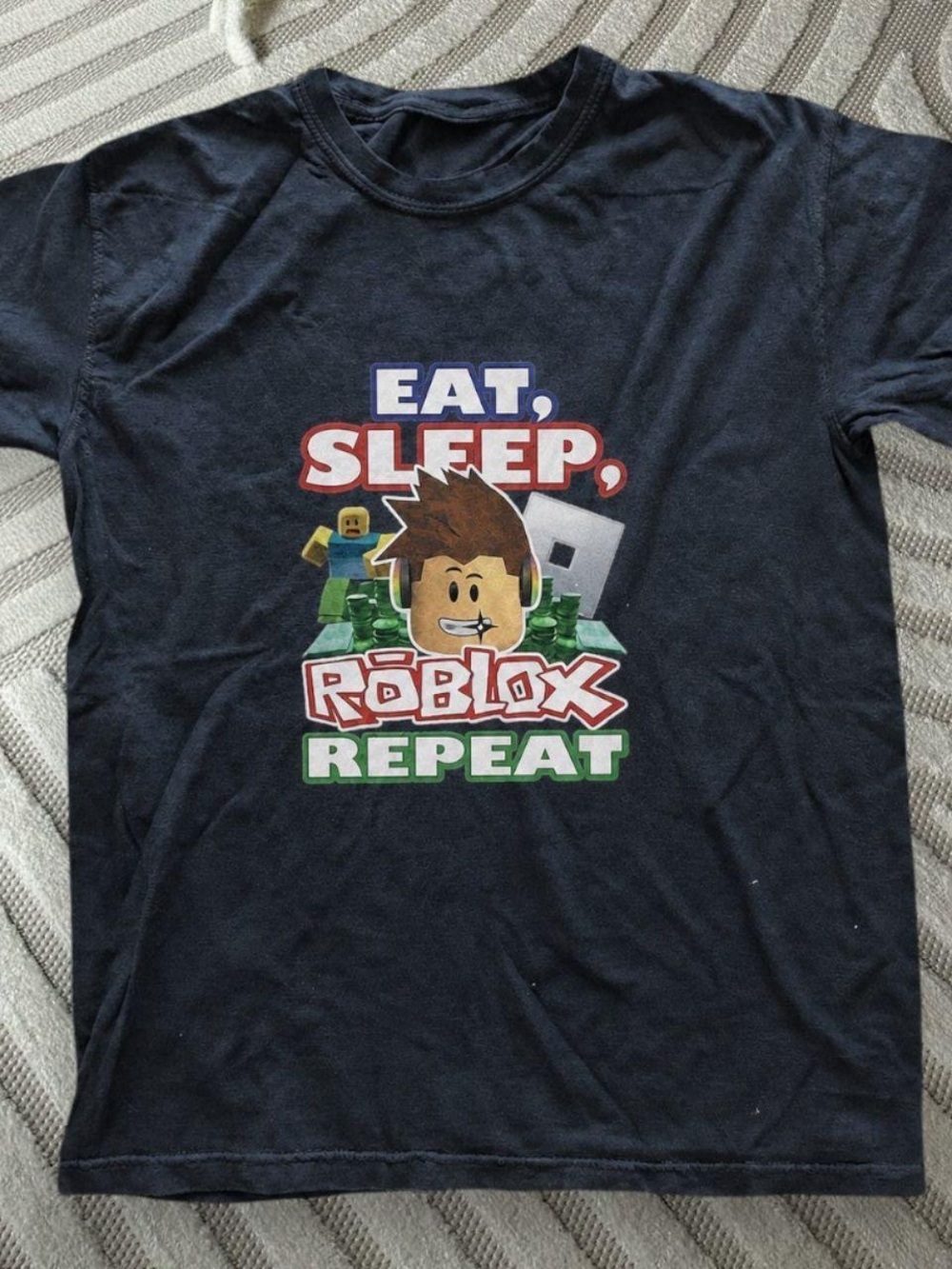 Gildan Black Roblox 'Eat, Sleep, Repeat' Graphic Tee